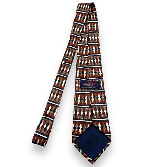 G.J. Cahn‎ Mens Vintage Silk Dress Tie Made in USA Geometric Diamond 60" 3.75" - Picture 3 of 9